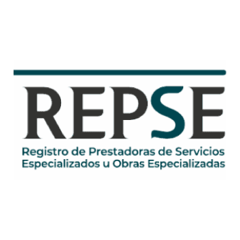 Logo a color de la certificación Registro de Prestadoras de Servicios Especializados u Obras Especializadas (REPSE)